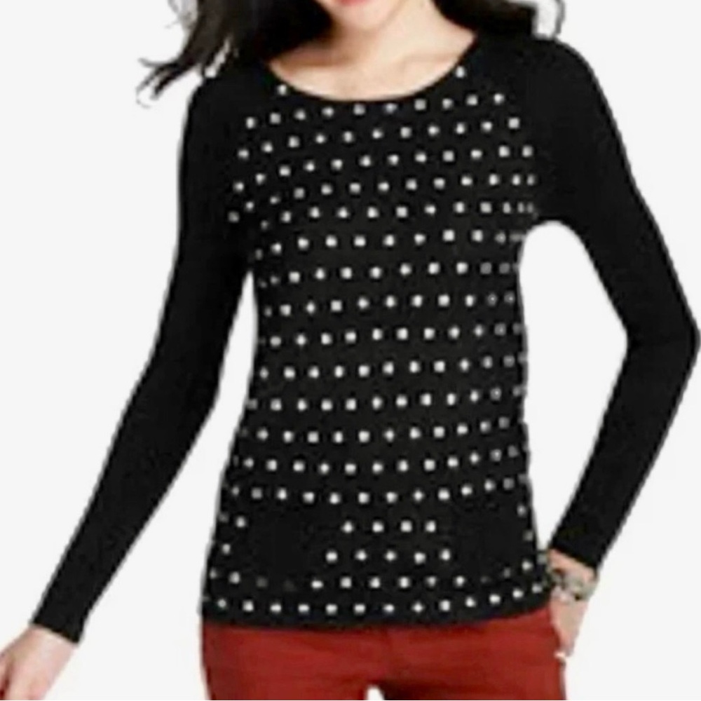 LOFT Black Polka Dot Sweater Size M